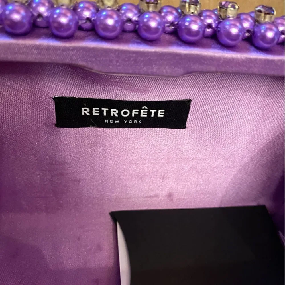 Retrofete Lydia Pearl Crystal bag clutch purple evening purse rhinestone event